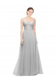 Outlet Argent Trapèze Tulle Longue Robes demoiselle d'honneur
