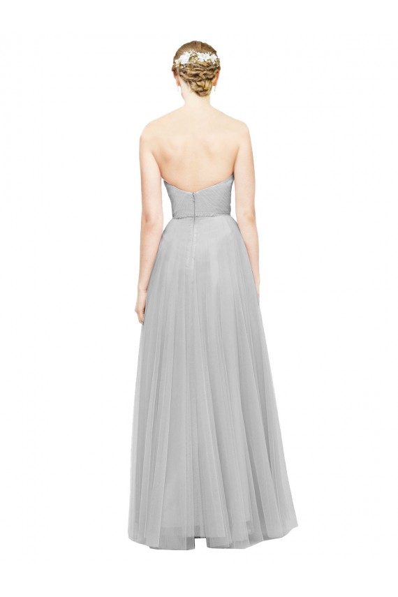 Outlet Argent Trapèze Tulle Longue Robes demoiselle d'honneur