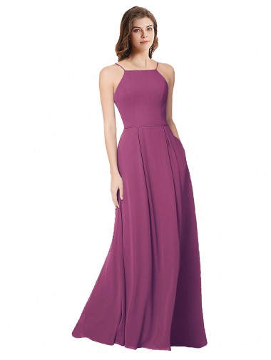 Outlet Baie sauvage Trapèze Sans bretelle Mousseline Longue Robes demoiselle d'honneur