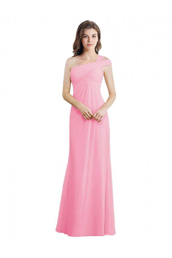 Outlet Barely Rose Trapèze Mousseline Longue Robes demoiselle d'honneur