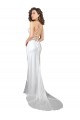 Outlet Blanc Fourreau Balayage train Satiné Soyeux Simple Plage Robes de mariée