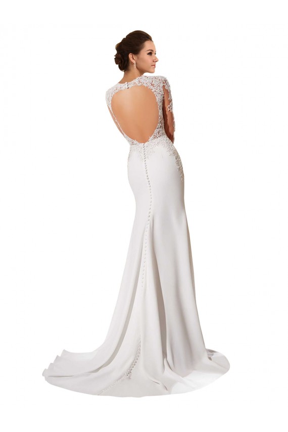 Outlet Blanc Fourreau Mousseline Dentelle Robes de mariée
