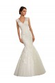Outlet Blanc Sirène Col V Tulle Dentelle Robes de mariée