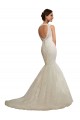 Outlet Blanc Sirène Col V Tulle Dentelle Robes de mariée