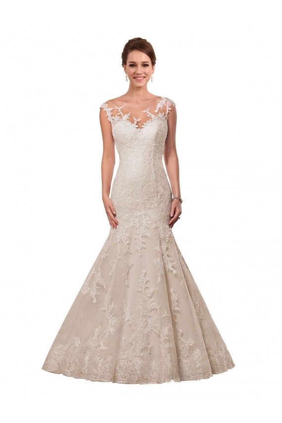 Outlet Blanc Sirène Illusion Dentelle Robes de mariée