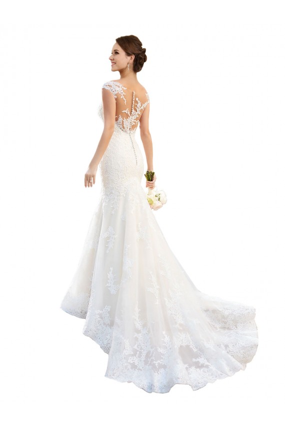 Outlet Blanc Sirène Illusion Dentelle Robes de mariée