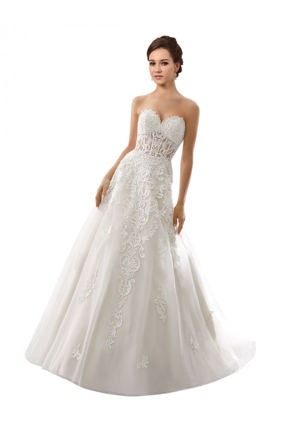 Outlet Blanc Trapèze Tulle Dentelle Robes de mariée