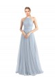 Outlet Bleu ciel clair Trapèze Licou Tulle Longue Robes demoiselle d'honneur