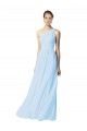 Outlet Bleu ciel clair Trapèze Mousseline Longue Robes demoiselle d'honneur