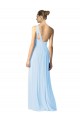 Outlet Bleu ciel clair Trapèze Mousseline Longue Robes demoiselle d'honneur