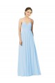 Outlet Bleu ciel clair Trapèze Sans bretelle Mousseline Longue Robes demoiselle d'honneur