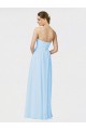 Outlet Bleu ciel clair Trapèze Sans bretelle Mousseline Longue Robes demoiselle d'honneur