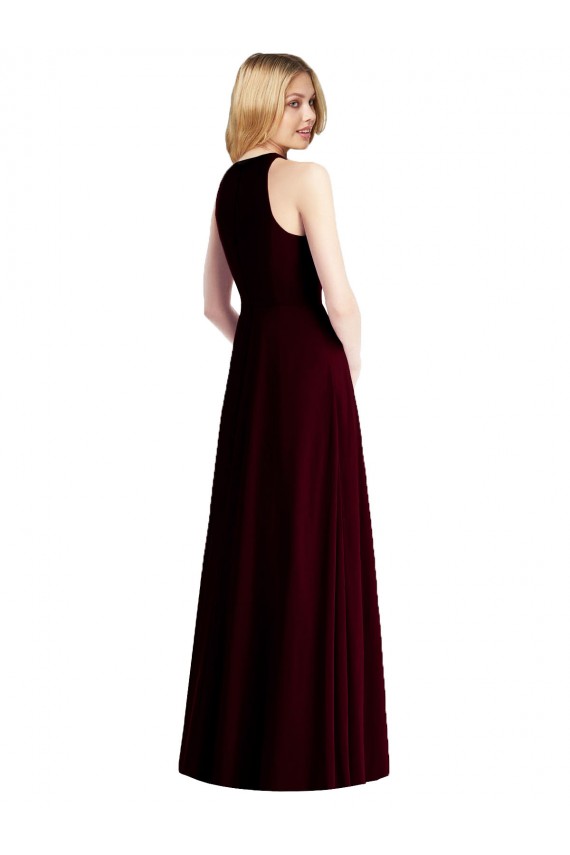 Outlet Bleu ciel clair Trompette Licou Mousseline Longue Robes demoiselle d'honneur