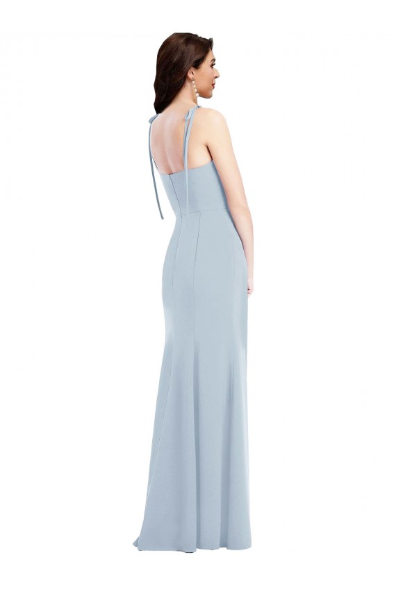 Outlet Bleu ciel clair Trompette Sans bretelle Crêpe Stretch Longue Robes demoiselle d'honneur / Robes de bal