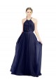 Outlet Bleu marine 21 Trapèze Licou Col Haut Tulle Longue Robes demoiselle d'honneur
