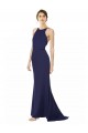 Outlet Bleu marine Sirène Licou Col Haut Crêpe Stretch Longue Formelles Robes demoiselle d'honneur / Robes de soirée / Robes de bal