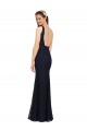 Outlet Bleu marine foncé Fourreau Col V Dentelle Longue Robes demoiselle d'honneur