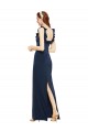Outlet Bleu marine foncé Fourreau Scoop Crêpe Stretch Longue Formelles Robes demoiselle d'honneur / Robes de soirée / Robes de bal