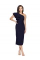 Outlet Bleu marine foncé Fourreau midi Crêpe Stretch Courte Robes demoiselle d'honneur / Robes de soirée / Robes de cocktail