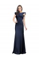 Outlet Bleu marine foncé Sirène Bateau Crêpe Stretch Longue Robes demoiselle d'honneur / Robes de bal