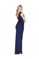 Outlet Bleu marine foncé Sirène Col V Mousseline Longue Formelles Robes demoiselle d'honneur / Robes de soirée / Robes de bal