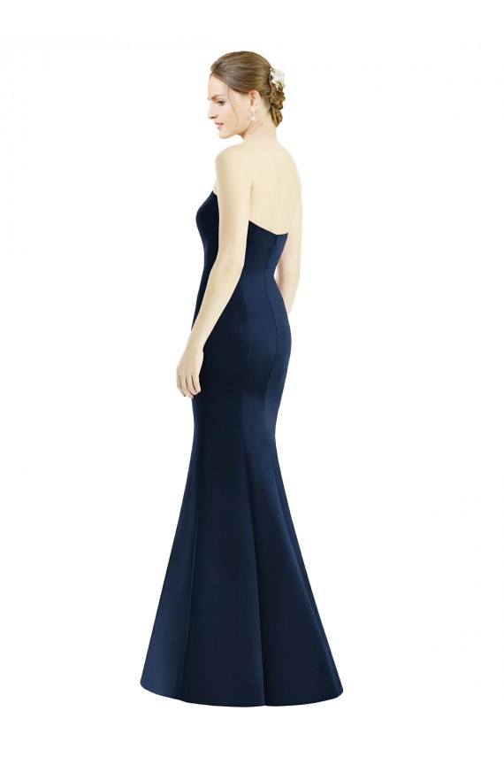 Outlet Bleu marine foncé Sirène Satiné Longue Robes demoiselle d'honneur