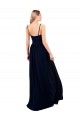 Outlet Bleu marine foncé Trapèze Bretelles spaghetti Mousseline Longue Formelles Robes demoiselle d'honneur / Robes de soirée