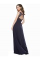Outlet Bleu marine foncé Trapèze Col V Mousseline Dentelle Longue Robes demoiselle d'honneur