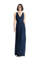Outlet Bleu marine foncé Trapèze Col V Mousseline Longue Robes demoiselle d'honneur