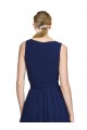 Outlet Bleu marine foncé Trapèze Col V Mousseline Longue Robes demoiselle d'honneur