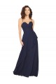 Outlet Bleu marine foncé Trapèze Col V Mousseline Longue Robes demoiselle d'honneur