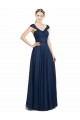 Outlet Bleu marine foncé Trapèze Col V Tulle Longue Robes demoiselle d'honneur
