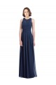 Outlet Bleu marine foncé Trapèze Licou Mousseline Longue Robes demoiselle d'honneur