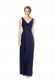 Outlet Bleu marine foncé Trapèze Mousseline Longue Robes demoiselle d'honneur