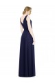 Outlet Bleu marine foncé Trapèze Mousseline Longue Robes demoiselle d'honneur