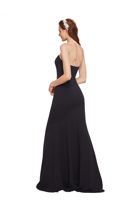 Outlet Bleu marine foncé Trapèze Sans bretelle Crêpe Stretch Longue Formelles Robes demoiselle d'honneur / Robes de soirée / Robes de bal