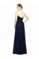 Outlet Bleu marine foncé Trapèze Sans bretelle Mousseline Longue Robes demoiselle d'honneur