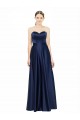 Outlet Bleu marine foncé Trapèze Satiné Stretch Longue Formelles Robes demoiselle d'honneur / Robes de soirée