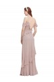 Outlet Bleu marine foncé Trapèze Épaule Dénudée Bretelles spaghetti Mousseline Longue Robes demoiselle d'honneur