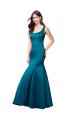 Outlet Bleu paon Sirène Bateau Satiné Longue Robes demoiselle d'honneur / Robes de bal