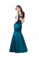 Outlet Bleu paon Sirène Bateau Satiné Longue Robes demoiselle d'honneur / Robes de bal
