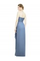 Outlet Bleu poussiéreux Fourreau Sans bretelle Mousseline Longue Robes demoiselle d'honneur