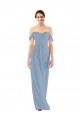 Outlet Bleu poussiéreux Fourreau Épaule Dénudée Mousseline Longue Robes demoiselle d'honneur