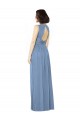 Outlet Bleu poussiéreux Trapèze Bateau Mousseline Longue Robes demoiselle d'honneur