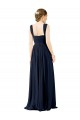 Outlet Bleu poussiéreux Trapèze Col Carré Mousseline Longue Robes demoiselle d'honneur