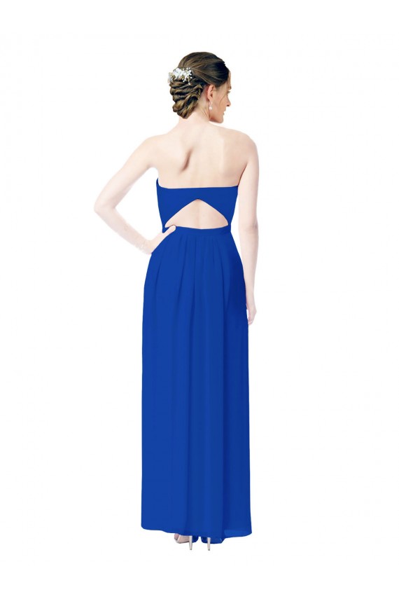 Outlet Bleu roi Fourreau Mousseline Longue Robes demoiselle d'honneur