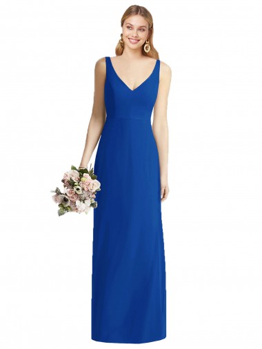 Outlet Bleu roi Sirène Sans bretelle Mousseline Longue Robes demoiselle d'honneur