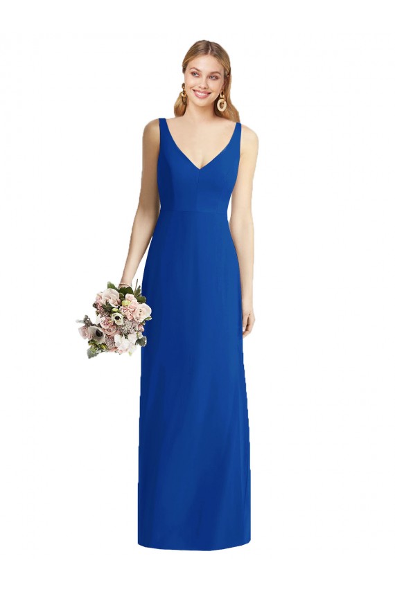 Outlet Bleu roi Sirène Sans bretelle Mousseline Longue Robes demoiselle d'honneur