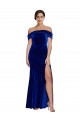 Outlet Bleu roi Sirène Épaule Dénudée Velours Stretch Longue Formelles Robes demoiselle d'honneur / Robes de soirée / Robes de bal