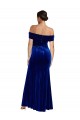 Outlet Bleu roi Sirène Épaule Dénudée Velours Stretch Longue Formelles Robes demoiselle d'honneur / Robes de soirée / Robes de bal